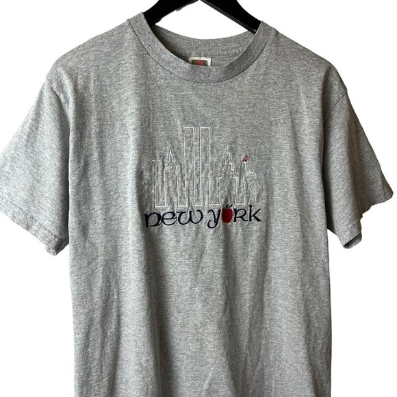 Vintage New York T Shirt Adult Gray Medium M Embroidered Tee - Picture 2 of 11